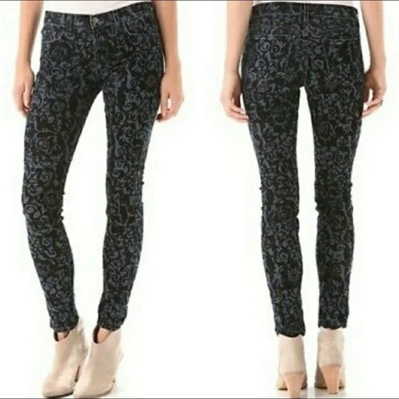 J Brand Skinny Leg Black Brocad Jean Size 26 - Picture 9 of 9